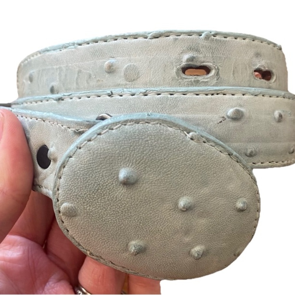 Elegant Gray Leather Belt